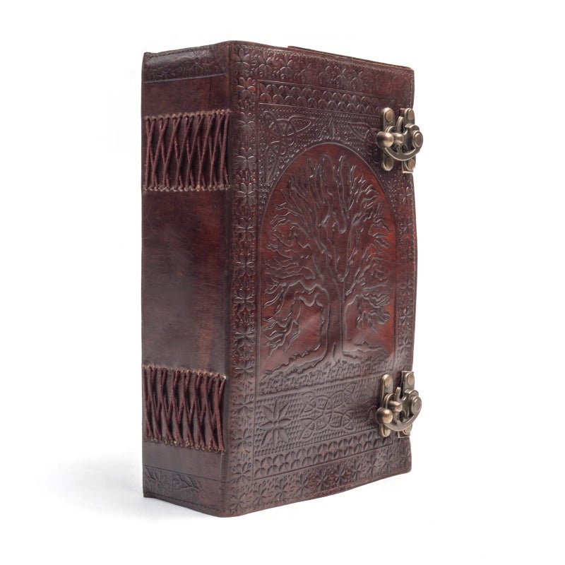 TUZECH 600 Pages Handmade Large Leather Journal Diary Embossed Tree of Life Book Of Shadows Notebook Writing Seven Chakra Grimoire Sketchbook 7 x 10 Leather Bound (Brown) - Image 5