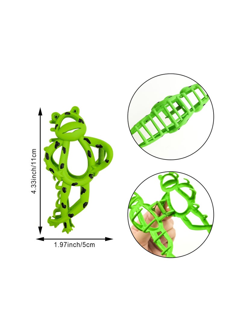 KASTWAVE Frog Metal Hair Clip, Cute Green Frog Metal Large Hairpin Claw, Strong Hold Nonslip Hair Barrettes, Creative Design Fashion Hair Accessories for Women Girls, 2 Pcs - Image 3