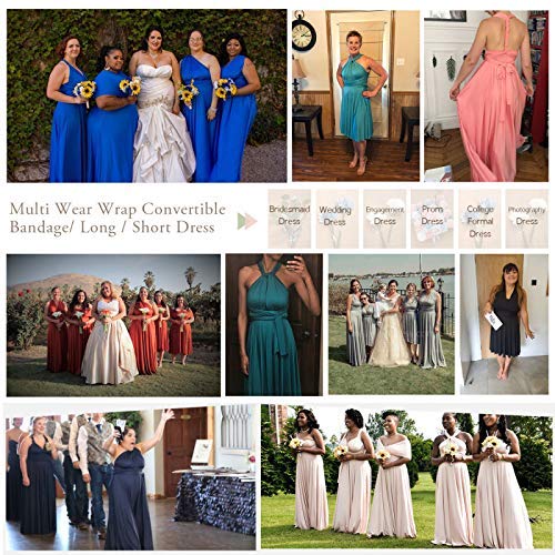 72styles Royal Blue Women's One Size Plus Size Floor Length Wrap Dress with Bandeau Neck and Sleeveless Straps, Convertible for Various Occasions - Image 5
