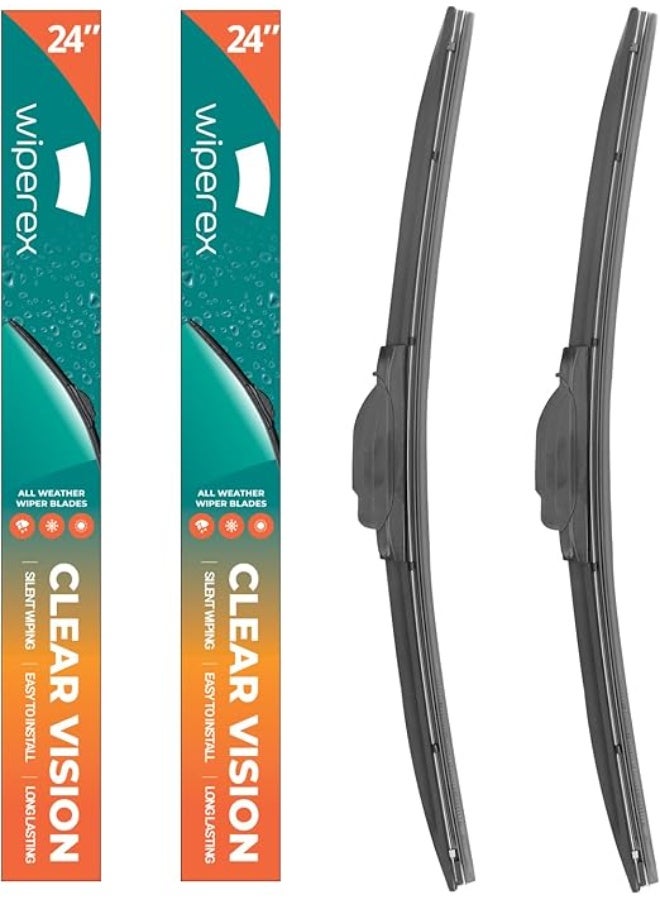 ويبيركس WiperEX 24" + 24" Wiper Blades – Silent, Streak-Free, Anti-Lift, Durable Natural Rubber Pair (Pack of 2) - Image 1