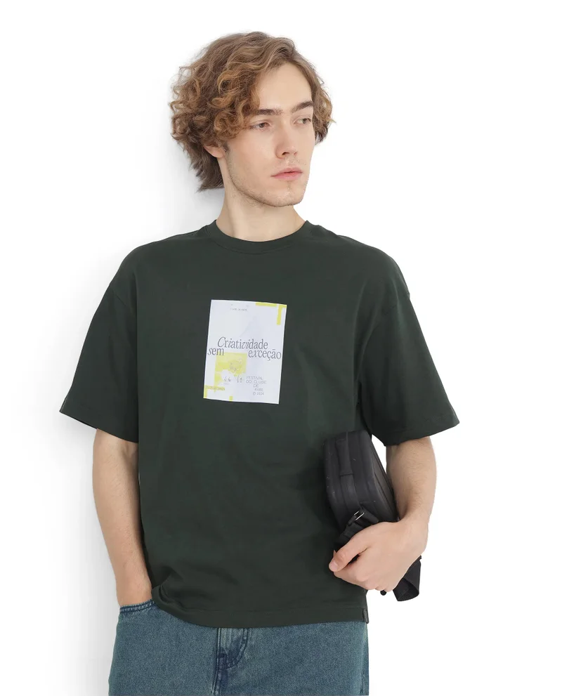 Rare Rabbit Men's Graphic Print Boxy Fit T-Shirt