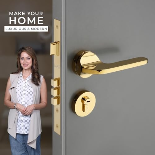 LAPO Premium Door Lock Set for Main Entry | 50x85 Lock Body | 70mm Cylinder | Works on Left Right Doors | Designed for 30–50mm Doors | 3 Brass Keys | PVD Gold Finish | 3 Years Warranty | Ro-127 - Image 2