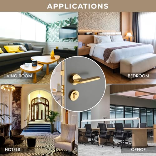 LAPO Premium Door Lock Set for Main Entry | 50x85 Lock Body | 70mm Cylinder | Works on Left Right Doors | Designed for 30–50mm Doors | 3 Brass Keys | PVD Gold Finish | 3 Years Warranty | Ro-127 - Image 4