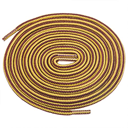 Birch 1/5" Thick Tough and Heavy Duty Round Boot Laces for Boots and Hiking Shoes. (45"(115cm)-S, Yellow/Brown) - Image 2