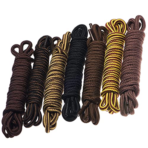 Birch 1/5" Thick Tough and Heavy Duty Round Boot Laces for Boots and Hiking Shoes. (45"(115cm)-S, Yellow/Brown) - Image 4