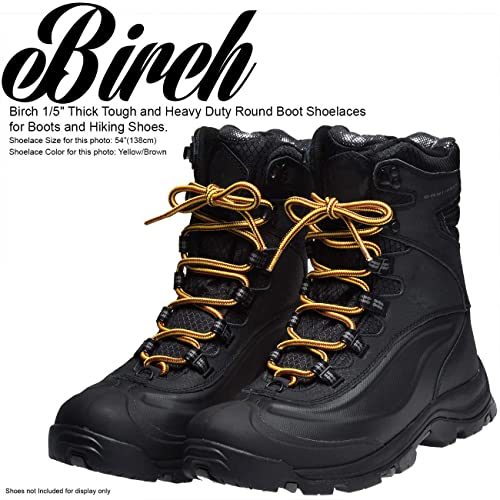 Birch 1/5" Thick Tough and Heavy Duty Round Boot Laces for Boots and Hiking Shoes. (45"(115cm)-S, Yellow/Brown) - Image 5