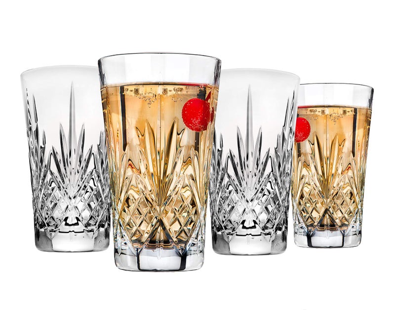 Godinger Beverage Tumbler Glasses All Purpose Highball - Dublin Collection, 12oz, SET OF 4 - Image 1