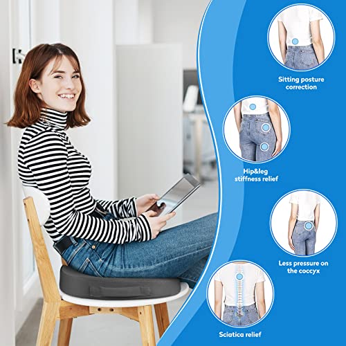 CushZone Seat Cushion, Office Chair Cushions, Car Seat Cushion, Non-Slip Sciatica & Back Coccyx Tailbone Pain Relief Chair Pad, Memory Foam Butt Pillow for Computer Desk, Wheelchair, Driving (Grey) - Image 3