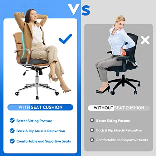 CushZone Seat Cushion, Office Chair Cushions, Car Seat Cushion, Non-Slip Sciatica & Back Coccyx Tailbone Pain Relief Chair Pad, Memory Foam Butt Pillow for Computer Desk, Wheelchair, Driving (Grey) - Image 4