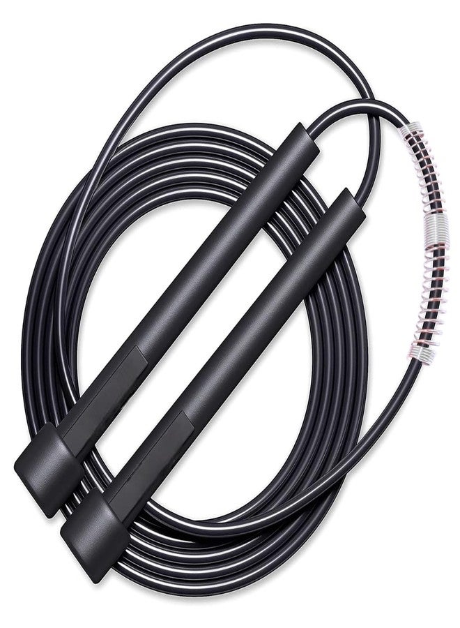 Shopeleven Adjustable Fitness Skipping Rope - For Men, Women, and Kids - Speed Jump Rope for Cardio, Gym, and Sports Training - Black PVC