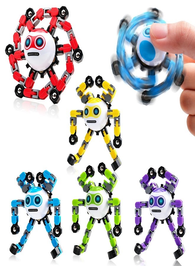 ASIOWELY 5 PCS Transformable Fidget Spinners Toys for Kids and Adults,Party Favors Travel Toys for 3-8-12 Stress Relief Autism Sensory Toy for Boys Teens Cool Fingertip Gyros Birthdays Easter Gifts - Image 1