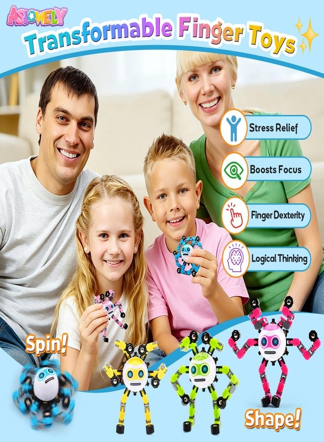 ASIOWELY 5 PCS Transformable Fidget Spinners Toys for Kids and Adults,Party Favors Travel Toys for 3-8-12 Stress Relief Autism Sensory Toy for Boys Teens Cool Fingertip Gyros Birthdays Easter Gifts - Image 3