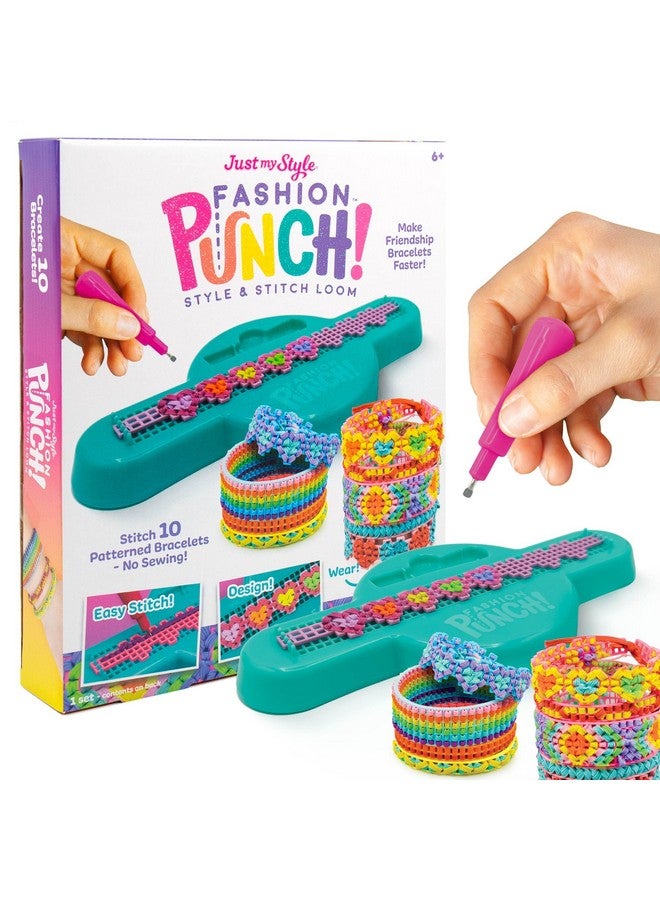 Just My Style Fashion Punch Style & Stitch Loom, Friendship Bracelet Kit, Jewelry Making Activity, Great for Birthday Parties, Sleepovers & Travel, Arts & Crafts for Kids Ages 6, 7, 8, 9 - Image 1