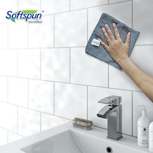 SOFTSPUN Microfiber Cloth - 2 pcs 40x40 cms 340 GSM Grey! Thick Lint & StreakFree Multipurpose Cloths Home Kitchen Microfibre Towels for Kitchen, Car, Window, Stainless Steel, Silverware. - Image 5