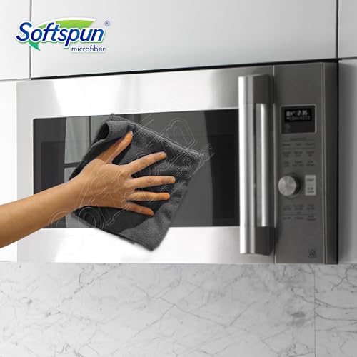 SOFTSPUN Microfiber Cloth - 2 pcs 40x40 cms 340 GSM Grey! Thick Lint & StreakFree Multipurpose Cloths Home Kitchen Microfibre Towels for Kitchen, Car, Window, Stainless Steel, Silverware. - Image 3