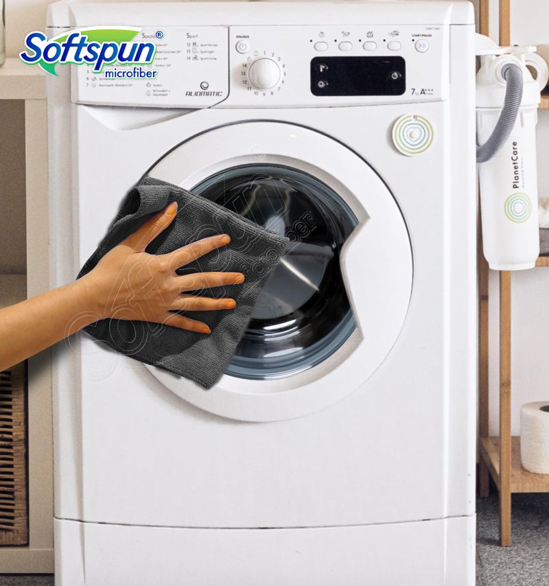 SOFTSPUN Microfiber Cloth - 2 pcs 40x40 cms 340 GSM Grey! Thick Lint & StreakFree Multipurpose Cloths Home Kitchen Microfibre Towels for Kitchen, Car, Window, Stainless Steel, Silverware. - Image 2