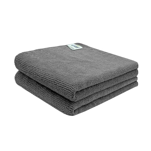 SOFTSPUN Microfiber Cloth - 2 pcs 40x40 cms 340 GSM Grey! Thick Lint & StreakFree Multipurpose Cloths Home Kitchen Microfibre Towels for Kitchen, Car, Window, Stainless Steel, Silverware. - Image 1