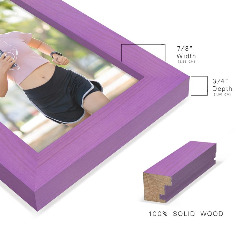 Renditions Gallery 5x7 inch Picture Frame Violet Wood Grain Frame  High-end Modern Style  Made of Purple Colored Solid Wood and High Definition Glass for Wall and Tabletop Photo Display - Image 3