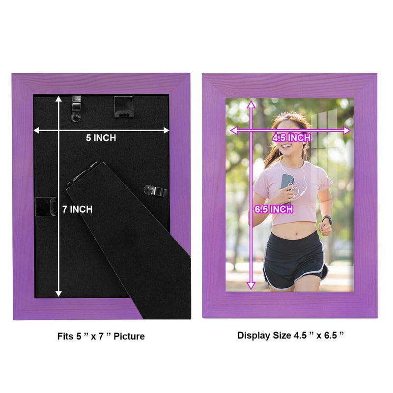 Renditions Gallery 5x7 inch Picture Frame Violet Wood Grain Frame  High-end Modern Style  Made of Purple Colored Solid Wood and High Definition Glass for Wall and Tabletop Photo Display - Image 4