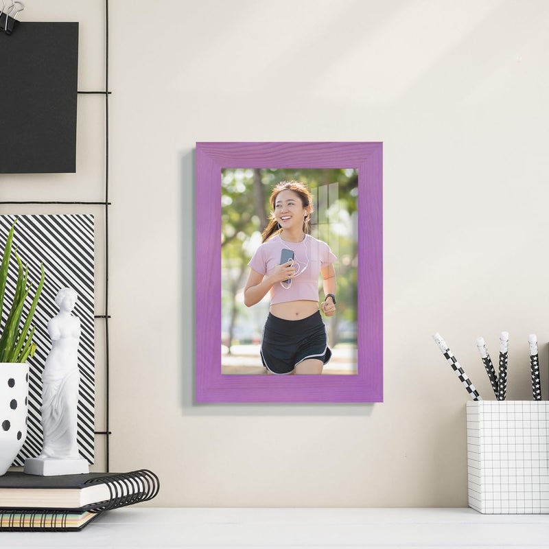 Renditions Gallery 5x7 inch Picture Frame Violet Wood Grain Frame  High-end Modern Style  Made of Purple Colored Solid Wood and High Definition Glass for Wall and Tabletop Photo Display - Image 2