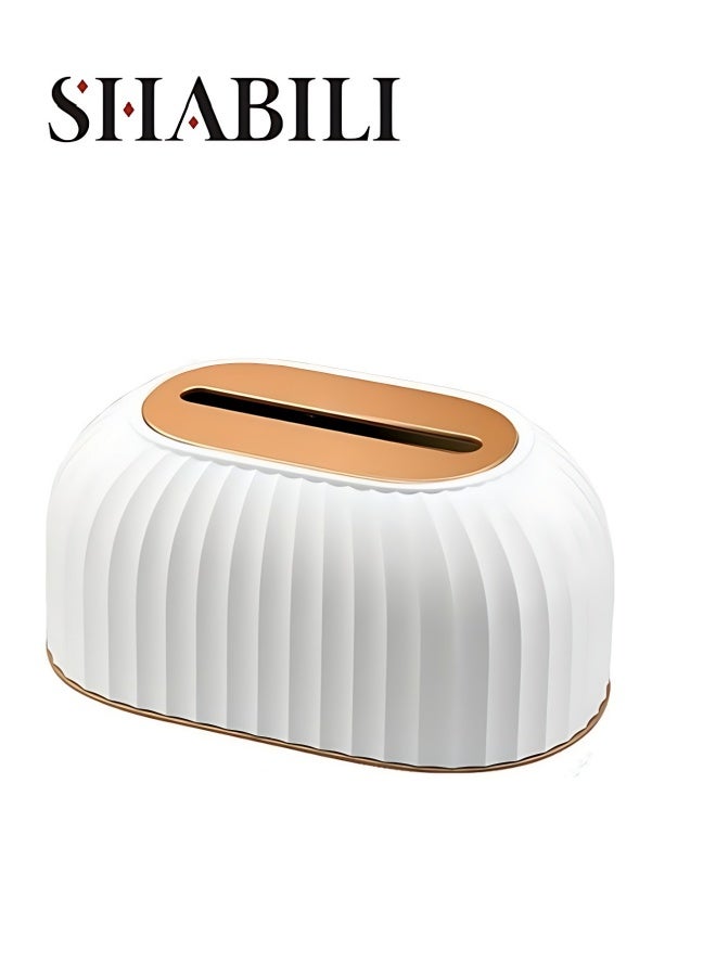 SHABILI PET Nordic Style Tissue Box Holder with Built-in Spring， Waterproof Facial Wipes Storage Box Fashion Napkin Dispenser Container for Desk Home Toilet Bathroom Restaurant Car Office 1 Pack  - Image 1