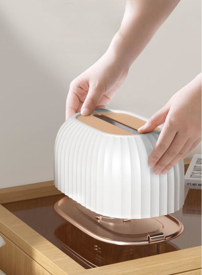 SHABILI PET Nordic Style Tissue Box Holder with Built-in Spring， Waterproof Facial Wipes Storage Box Fashion Napkin Dispenser Container for Desk Home Toilet Bathroom Restaurant Car Office 1 Pack  - Image 3