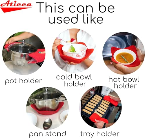 Aticca Microwave Bowl Cozy Holders for Hot Food Set of 4 Hot Pads for Bouillon Cups Multipurpose Heat Proof Plate Holder - Image 2
