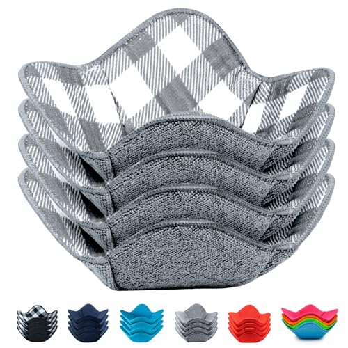 Aticca Microwave Bowl Cozy Holders for Hot Food Set of 4 Hot Pads for Bouillon Cups Multipurpose Heat Proof Plate Holder - Image 1
