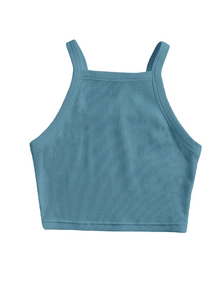 Nileton Ribbed Knit Crop Top Spaghetti Strap - For Women  - Image 1