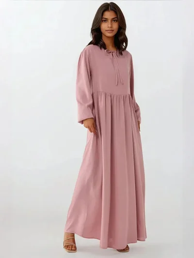 HICCUP Maxi Dress with A-Form Fit and Crew Neck