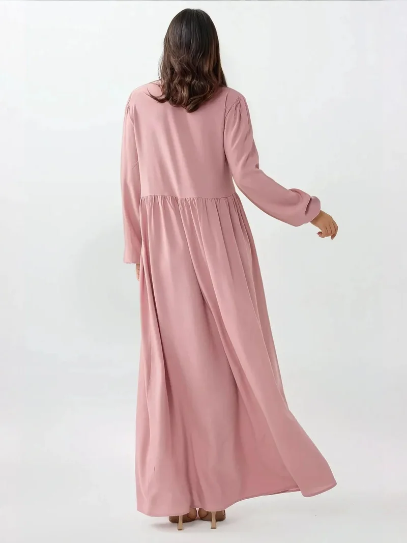 HICCUP Maxi Dress with A-Form Fit and Crew Neck