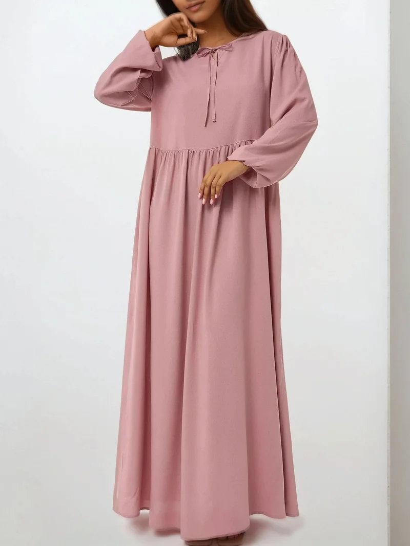 HICCUP Maxi Dress with A-Form Fit and Crew Neck