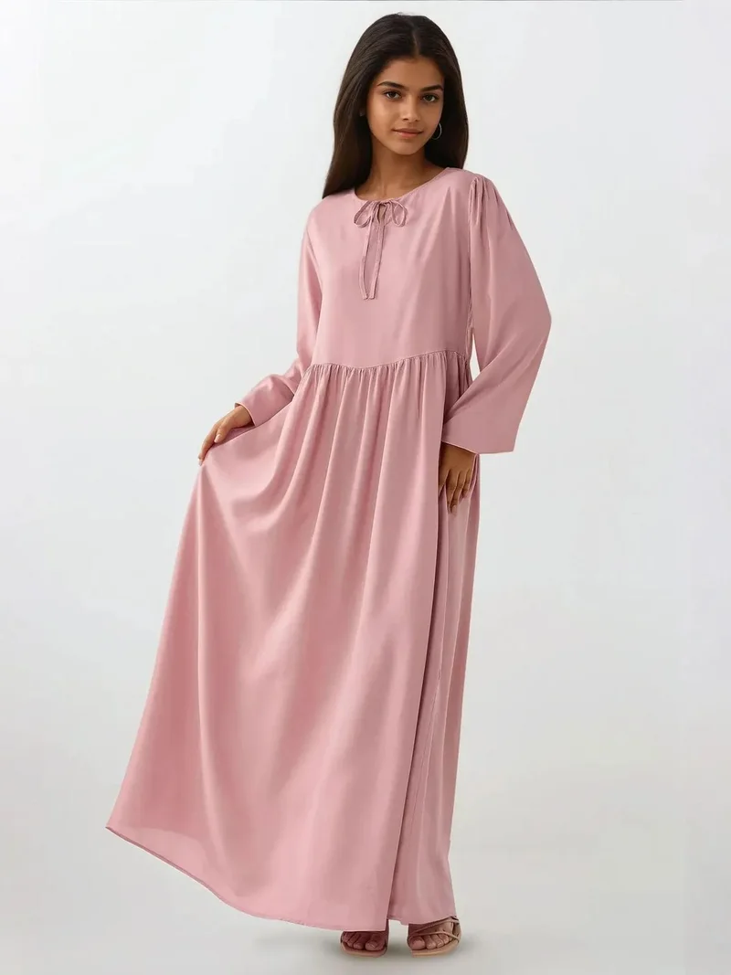 HICCUP Maxi Dress with A-Form Fit and Crew Neck