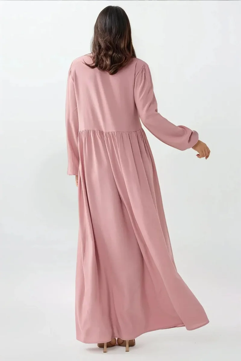 Hiccup Blush Pink Maxi Dress with A-Form Fit and Crew Neck for Women | Best Price UAE