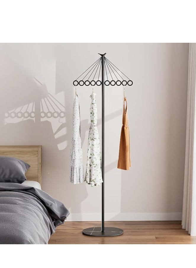 Generic Coat Rack Freestanding, Metal Clothes Stand with 8 Hooks, Stainless Steel Coat Racks Garment Hanger Stand, Clothes Rail Organizer with Marble Base, for Hanging Scarf Clothes Hats Bags (Black-Holes)  - Image 1