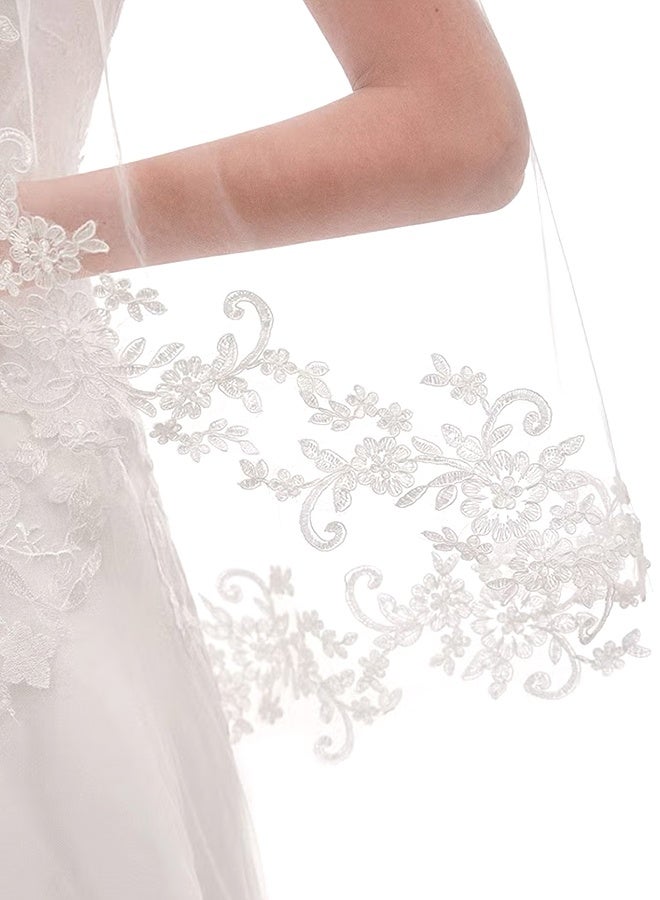 سويت لايف طرحة زفاف نسائية، طرحة زفاف قصيرة من طبقتين مع مشط، لحفلات توديع العزوبية، باللون الأبيض - Image 2