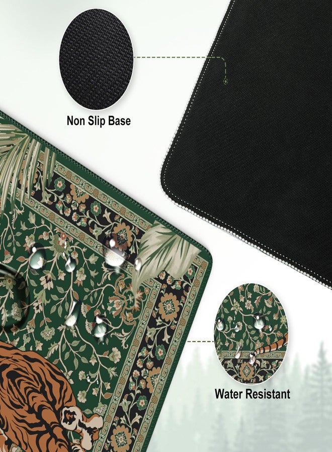 Anyshock Desk Pad Mat, Stitched Edges Cute Desk Mat, Non-Slip Tiger Desk Mat Gaming, Smooth Green Mouse Pad, Soft Desk Cushion for Office Home 35.4 x 15.7 Inches (Green) - Image 3