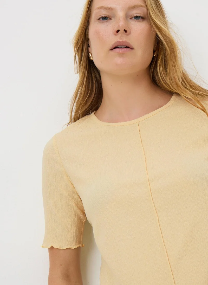 Matalan Yellow Textured Crew T-Shirt