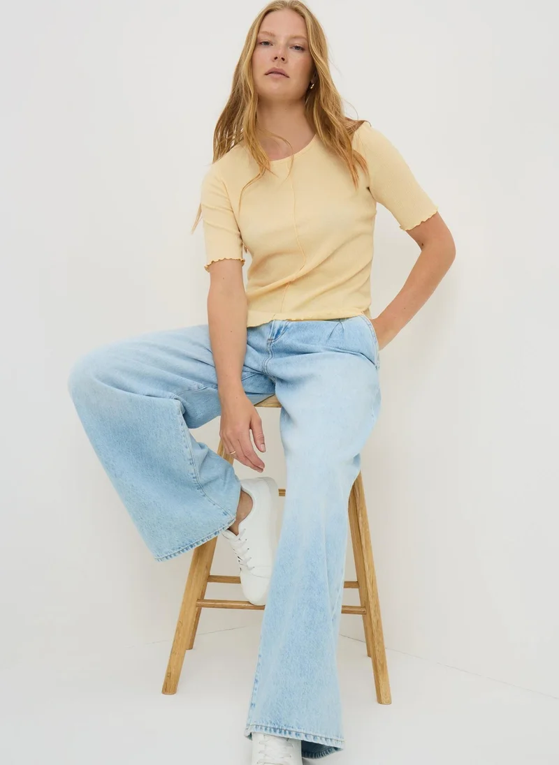 Matalan Yellow Textured Crew T-Shirt
