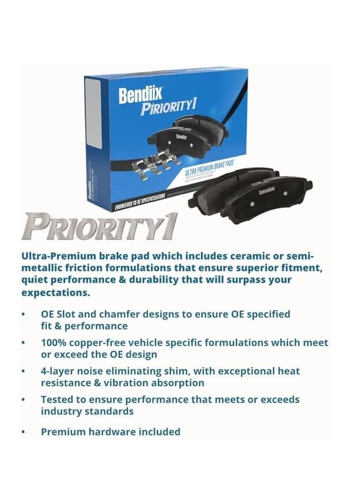 Bendix Premium Copper Free CFM149 Semi-Metallic Brake Pad with Installation Hardware - Image 3