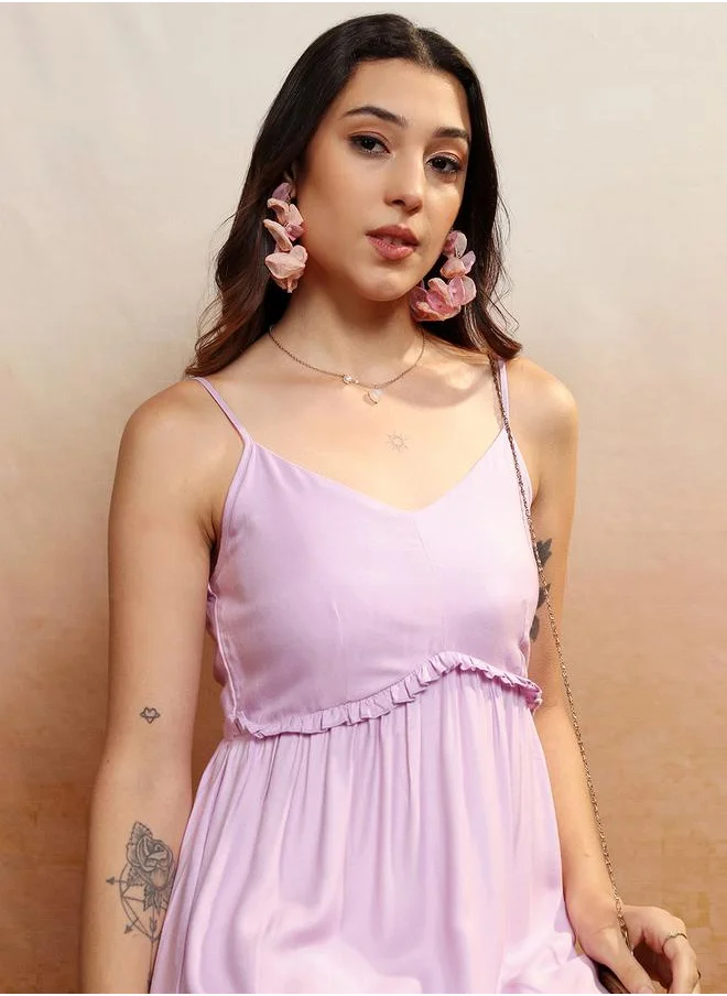 Vishudh Strappy Ruffled Detail Tiered Maxi Dress by Styli