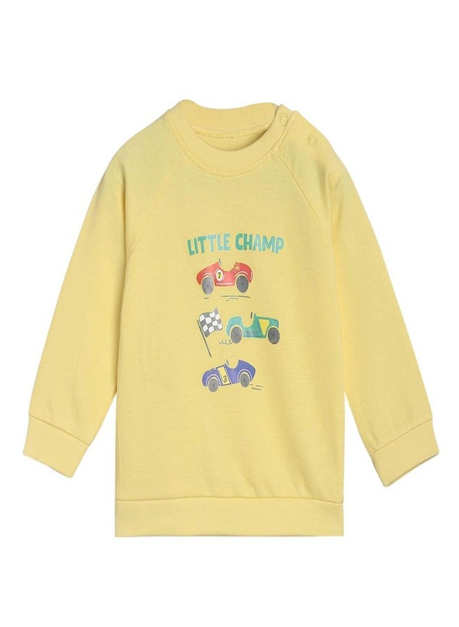 miniklub Baby Round Neck Long Sleeve Knitted Cotton Yellow Color Sweat Shirt (18-24M) - Image 1