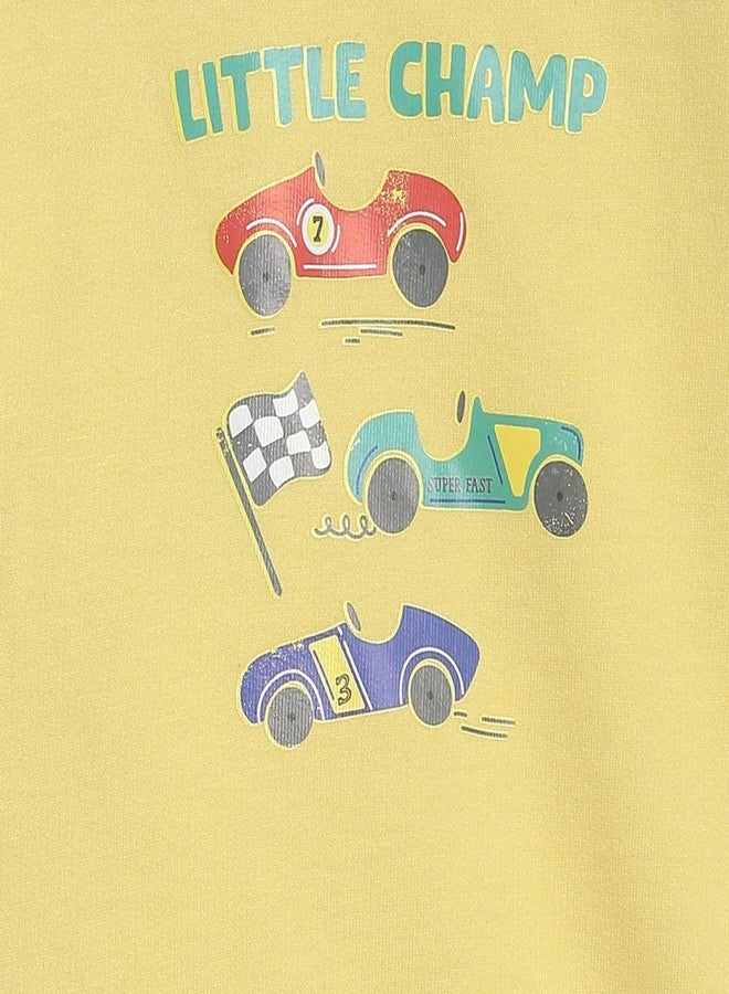 miniklub Baby Round Neck Long Sleeve Knitted Cotton Yellow Color Sweat Shirt (18-24M) - Image 3