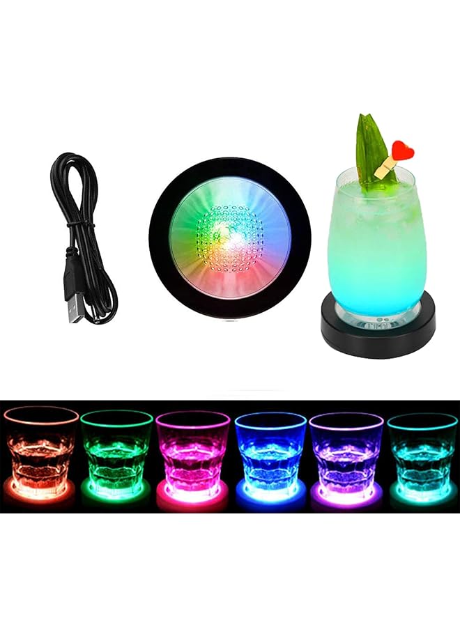 The Bros 4 Pack Light Up Coasters, USB Rechargeable LED Drink Coaster Lights, Colorful Beverage Coasters for Club, Wedding, Party Decoration, Suitable for a Wide Range of Cups - Image 1