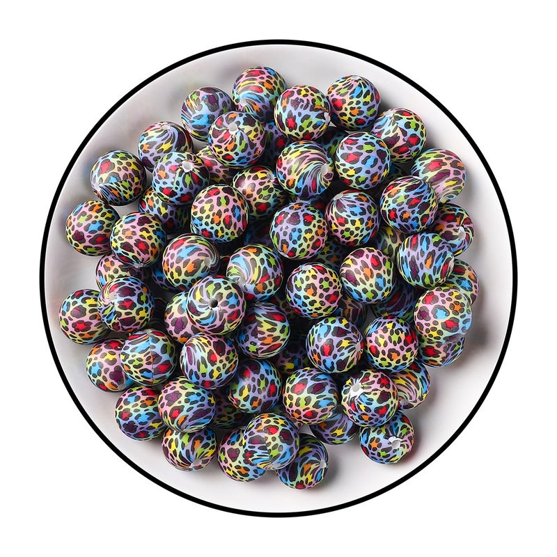 Silicone Beads 15mm Leopard Print Loose Beads for DIY Jewelry and Bracelets - Image 4