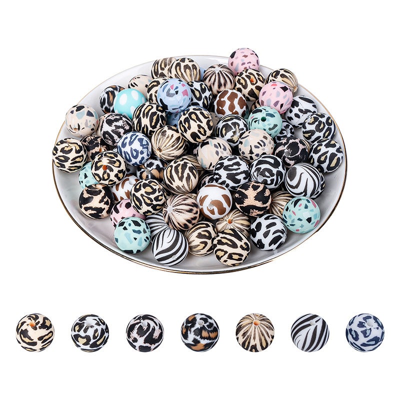 Silicone Beads 15mm Leopard Print Loose Beads for DIY Jewelry and Bracelets - Image 5