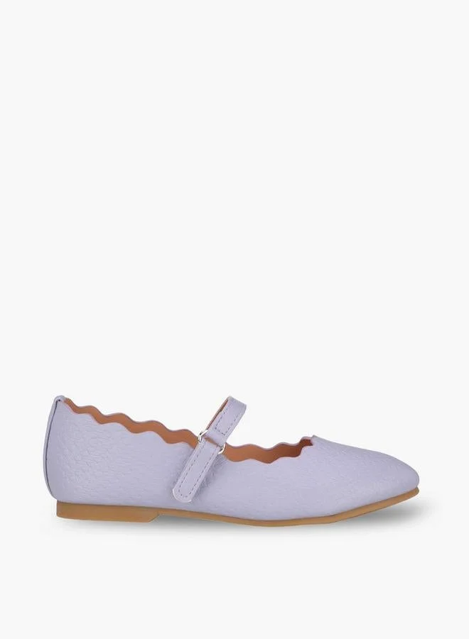 جونيورز Girls Textured Mary Jane Shoes With Scalloped Trim