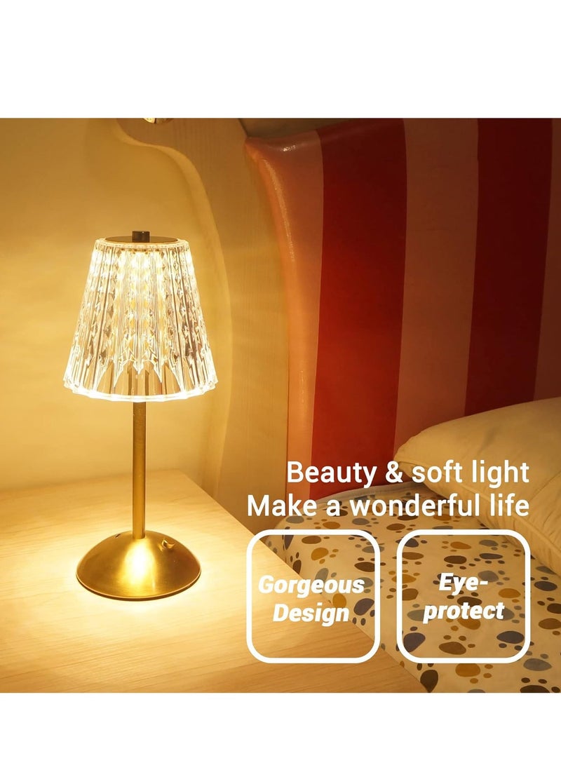 Cordless Table Lamp, Rechargeable Battery Powered Lamp, 3 Color Modes and Stepless Dimmable LED Touch Lamp, Portable Crystal Gold Metal Side Lamp for Bedroom Living Room Dining Room Outdoor - Image 5