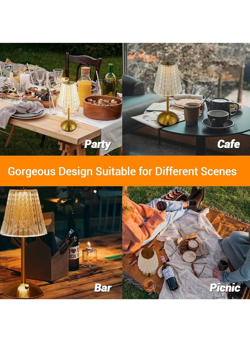 Cordless Table Lamp, Rechargeable Battery Powered Lamp, 3 Color Modes and Stepless Dimmable LED Touch Lamp, Portable Crystal Gold Metal Side Lamp for Bedroom Living Room Dining Room Outdoor - Image 4