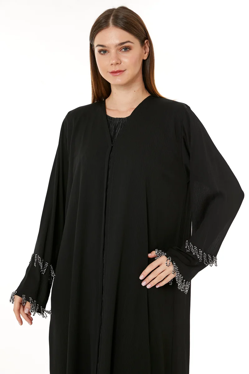 Moistreet  Embellished Flared Sleeve Abaya for Women | Best Price UAE